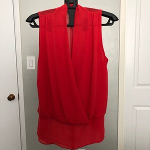 Red sleeveless sheer Naked Zebra blouse size small